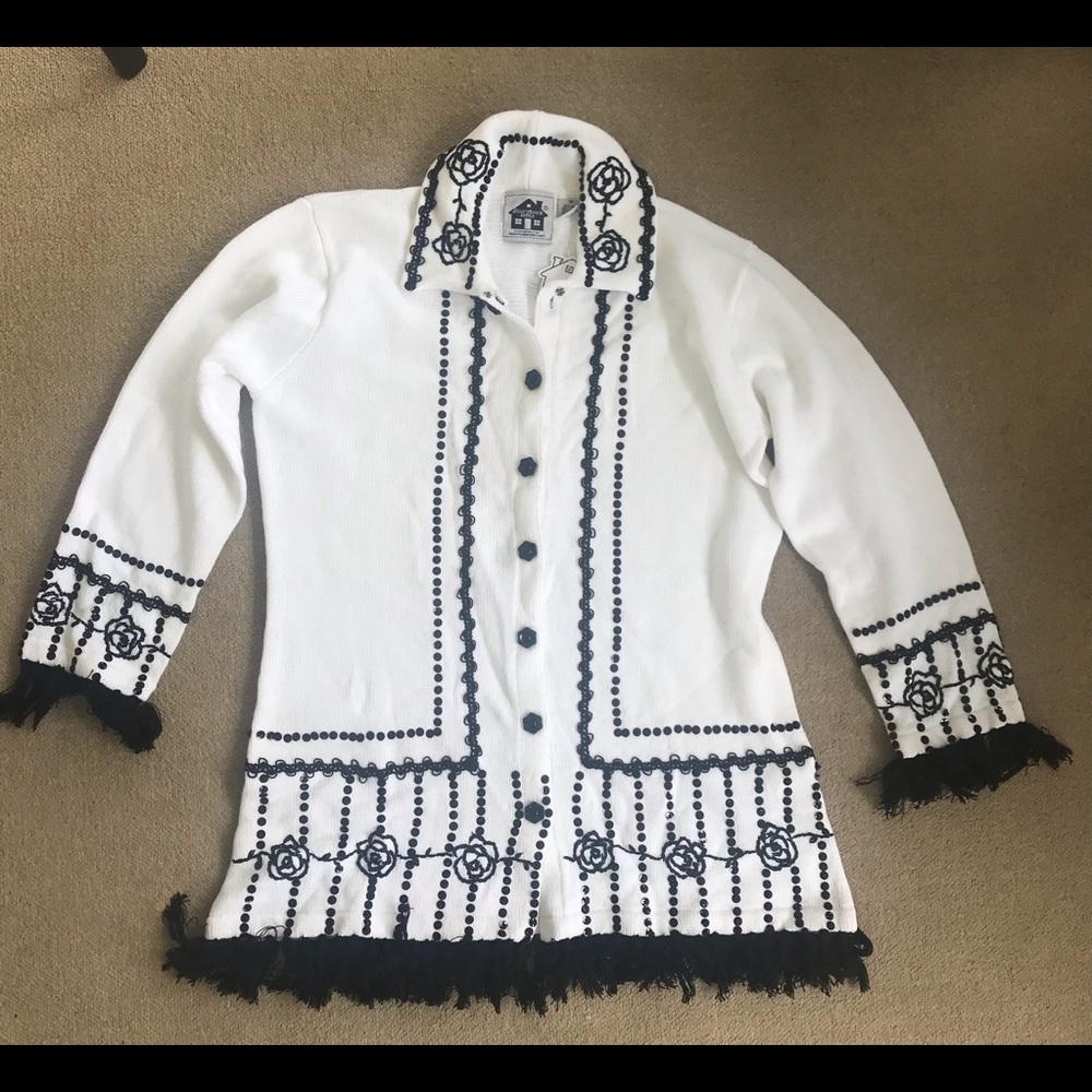 🦋 Storybook Knits black on white sweater M NWT - Picture 1 of 9